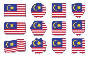 Flag of Malaysia in modern abstract shapes, waving, badge, design template vector