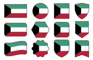 Flag of Kuwait in modern abstract shapes, waving, badge, design template vector