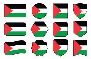 Flag of Palestine in modern abstract shapes, waving, badge, design template vector