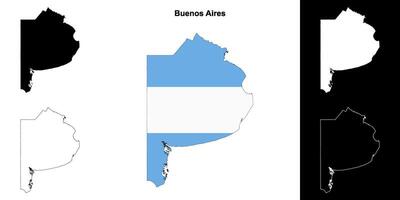 Buenos Aires province outline map set vector