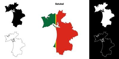 Setubal district outline map set vector