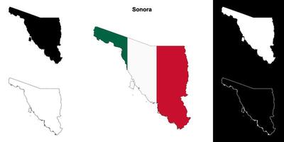 Sonora state outline map set vector