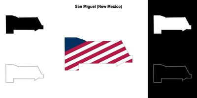 San Miguel County, New Mexico outline map set vector