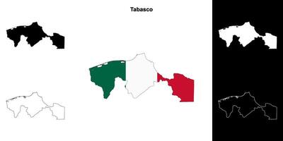 Tabasco estado contorno mapa conjunto vector