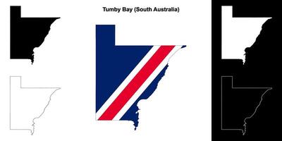 Tumby Bay blank outline map set vector