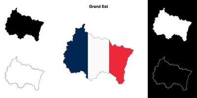 Grand Est region outline map set vector