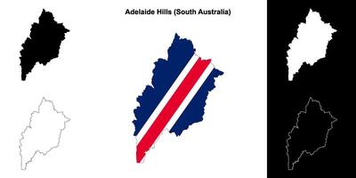 Adelaide Hills blank outline map set vector