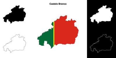 Castelo Branco district outline map set vector