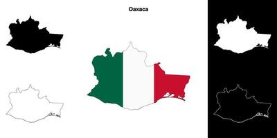 Oaxaca state outline map set vector