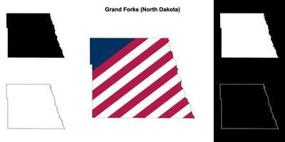 Grand Forks County, North Dakota outline map set vector