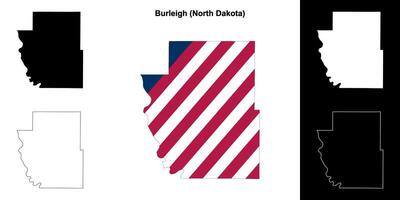 Burleigh County, North Dakota outline map set vector