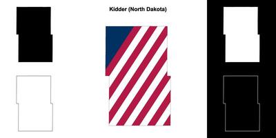 Kidder County, North Dakota outline map set vector