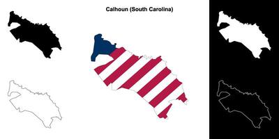 Calhoun County, South Carolina outline map set vector