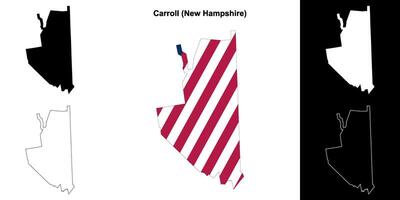 Carroll County, New Hamshire outline map set vector