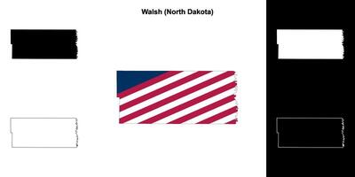 Walsh condado, norte Dakota contorno mapa conjunto vector