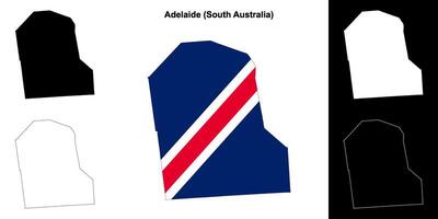 Adelaide blank outline map set vector