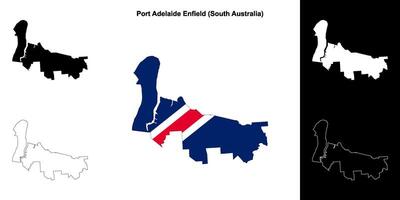 Port Adelaide Enfield blank outline map set vector