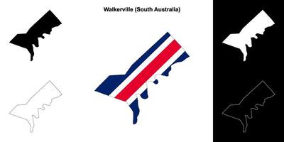 Walkerville blank outline map set vector