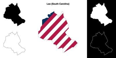 Lee County, South Carolina outline map set vector