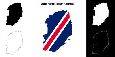 Victor Harbor blank outline map set vector