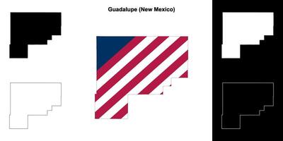 Guadalupe County, New Mexico outline map set vector
