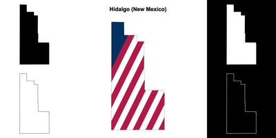 Hidalgo County, New Mexico outline map set vector
