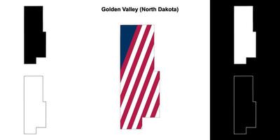 Golden Valley County, North Dakota outline map set vector