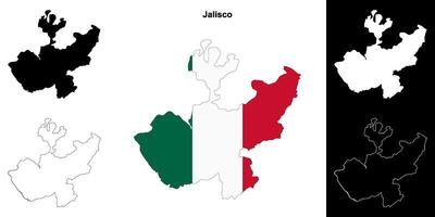 Jalisco state outline map set vector