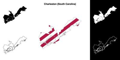 Charleston County, South Carolina outline map set vector