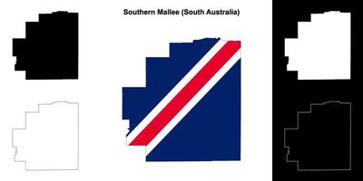 Southern Mallee blank outline map set vector