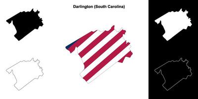 Darlington County, South Carolina outline map set vector