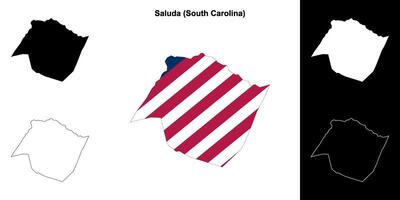 Saluda County, South Carolina outline map set vector