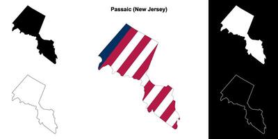 Passaic County, New Jersey outline map set vector