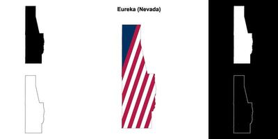 Eureka County, Nevada outline map set vector