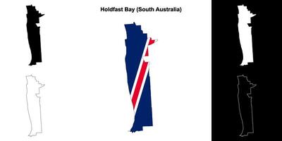 Holdfast Bay blank outline map set vector