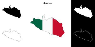 Guerrero state outline map set vector