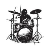 Drummer in Action. Drummer Silhouette Design Art, Icons, and Graphics vector