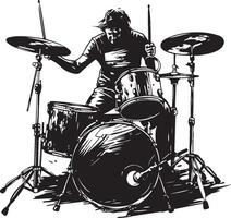 Drummer in Action. Drummer Silhouette Design Art, Icons, and Graphics vector