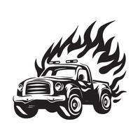 Fire Car Image. Illustration of a Fire Car Isolated On White vector