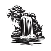 Waterfall Design Black And White Images on white background vector