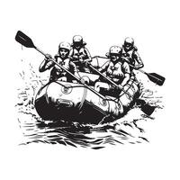 Rafting Adventure Team in Image, Design, Graphic on white background vector