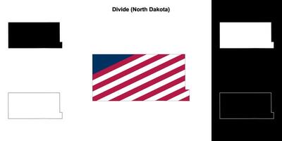 Divide County, North Dakota outline map set vector