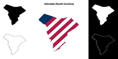 Allendale County, South Carolina outline map set vector