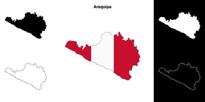 Arequipa region outline map set vector