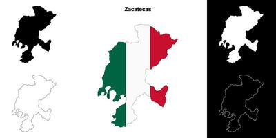 Zacatecas state outline map set vector