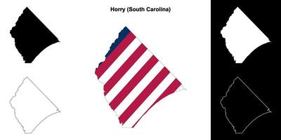 Horry County, South Carolina outline map set vector