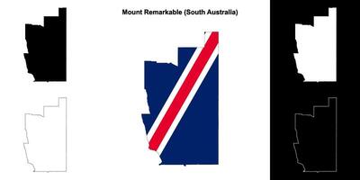 Mount Remarkable blank outline map set vector