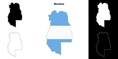 Mendoza province outline map set vector