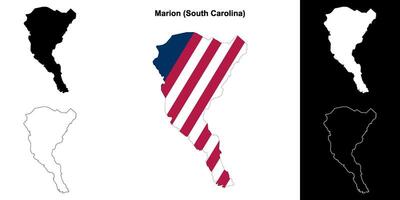 Marion County, South Carolina outline map set vector