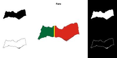 Faro district outline map set vector